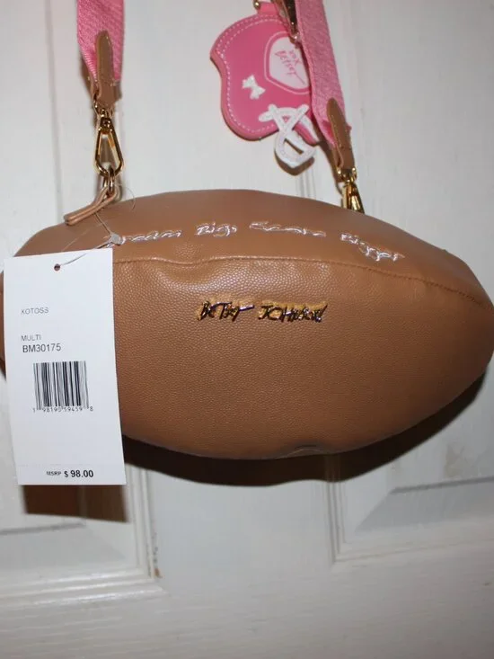 NWT Betsey Johnson Football shaped Kitsch Crossbody Bag with accessories CUTE! - Picture 6 of 9